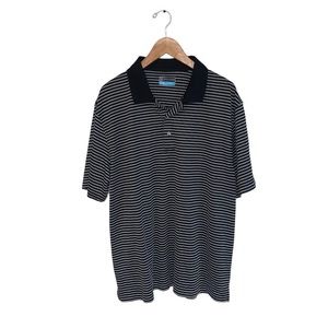 PGA Tour Golf Polo Men's Size Extra Large XL Black &‎ White Striped  Shirt Top